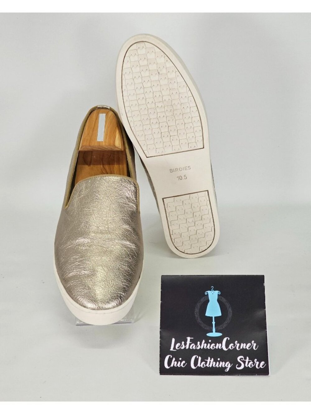 Birdies Women's Metallic Gold Leather The Swift Slip On Shoes Size 10.5 2139 - Picture 4 of 16